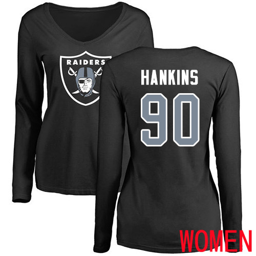 Oakland Raiders Olive Women Johnathan Hankins Name and Number Logo NFL Football #90 Long Jersey->oakland raiders->NFL Jersey